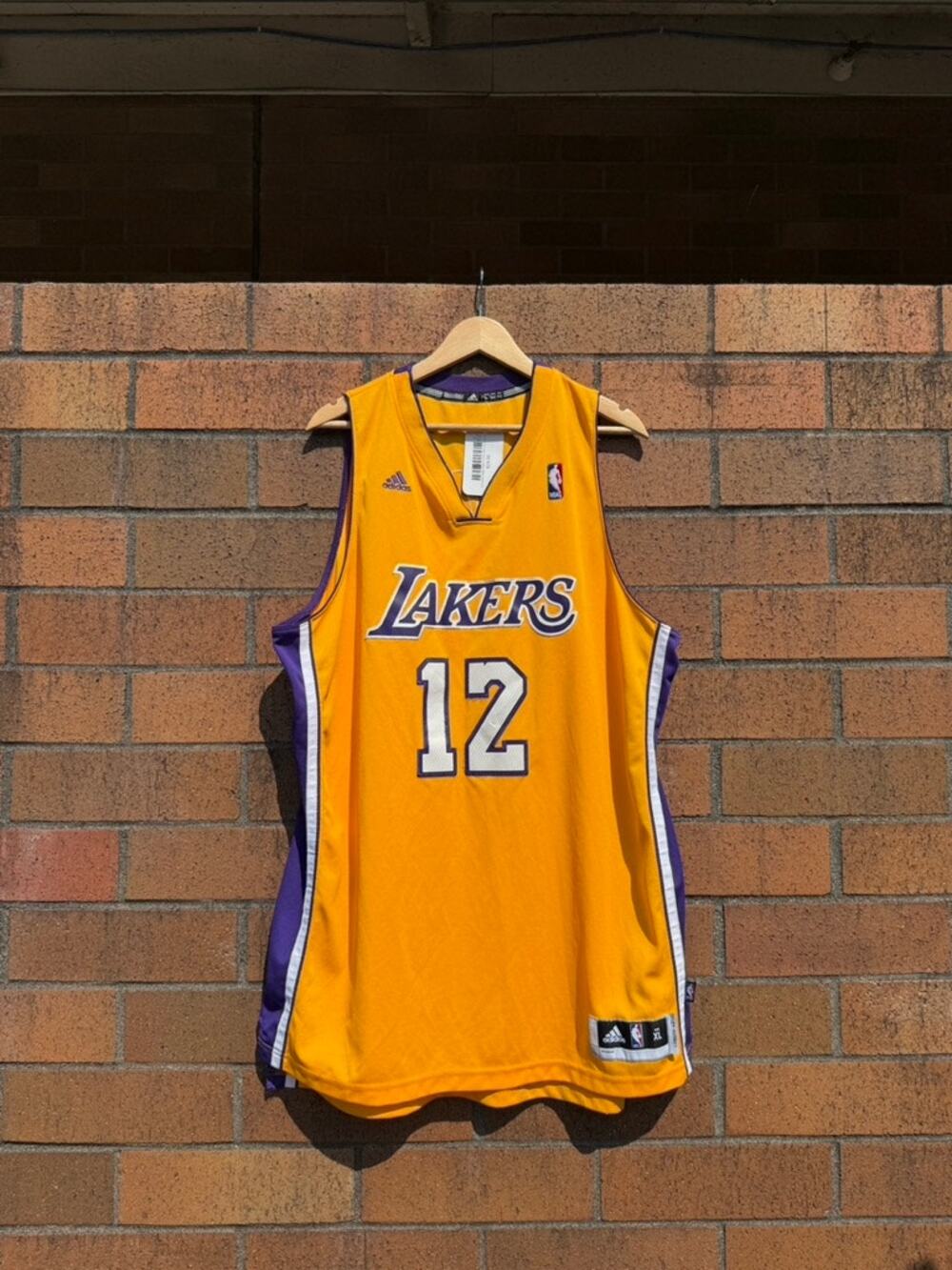 2012 Adidas Dwight Howard Vintage Yellow Los Angeles LA Lakers NBA Jersey